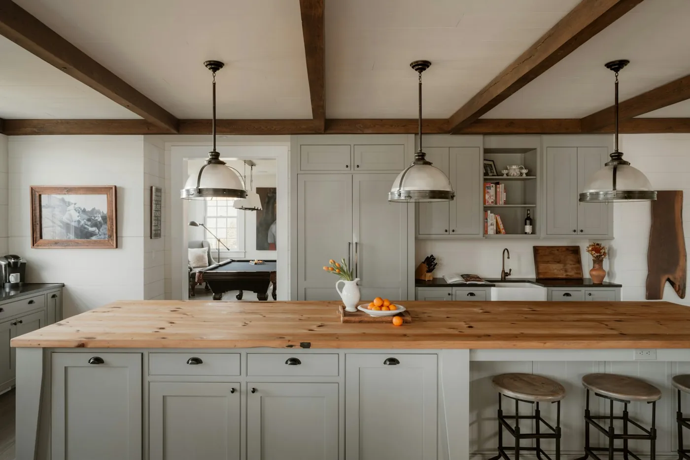Open kitchen with a large island
